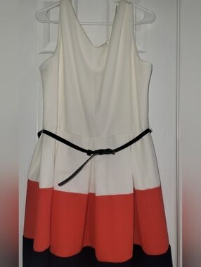 Tiana B. Cream Dress with Black Label Detail